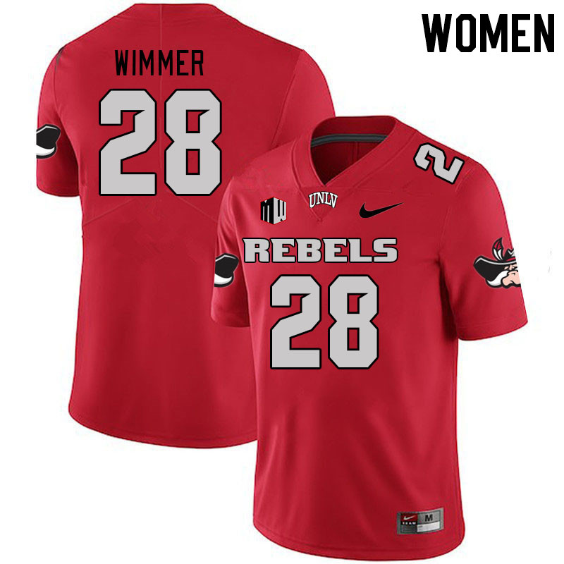 Women #28 Andrew Wimmer UNLV Rebels 2023 College Football Jerseys Stitched-Scarlet